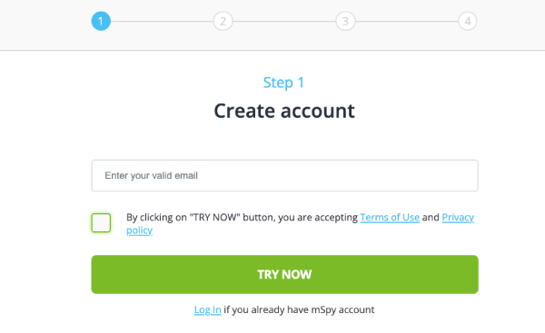 Mspy Step 1. Create an Account